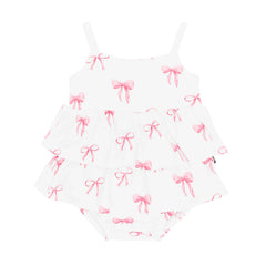 Spaghetti Strap Ruffle Romper in Bow