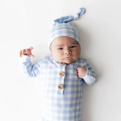 Knotted Gown with Hat Set in Gingham Breeze