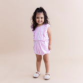 Bubble Romper in Gingham Thistle