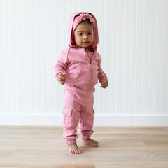 Fleece Zip Up Hoodie in Apple Blossom
